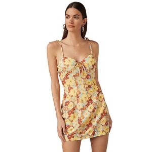 Atoir Adriana Dress Marigold Spring Floral Print Tie Bust Mini Dress US 2 AUS 6